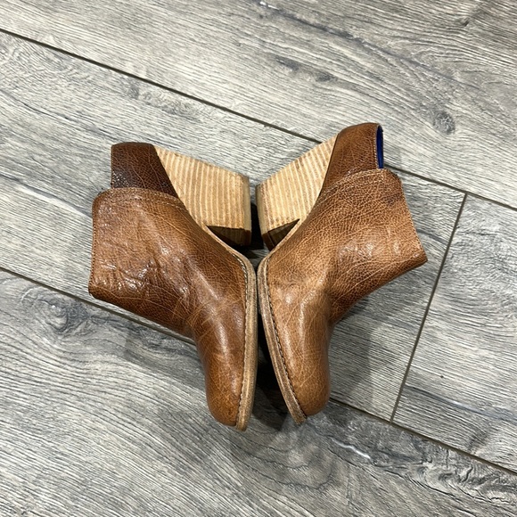 • JEFFREY CAMPBELL • Ibiza Last Vinton Brown Leather Stack Heel Mules Booties - Picture 5 of 6